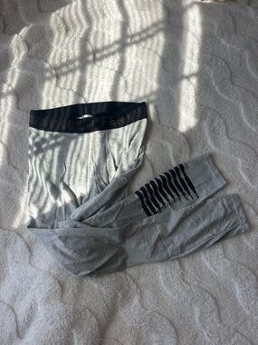 Savage X Fenty Gray Leggings with Black Waistband and Black Accent Stripes